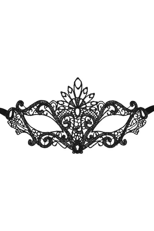 Masque sexy Loup noir Étoile en dentelle noire brodée, accessoire parfait pour soirées déguisées.