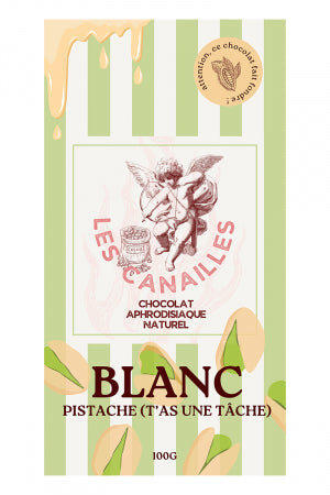 Chocolat blanc pistache Tablette 100g · Les canailles