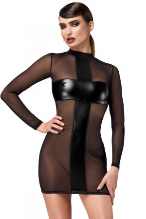 Mini robe tulle et wetlook Crossfire · Noir Handmade