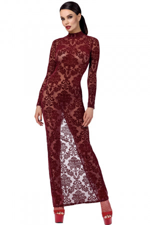 Robe fendue en tulle floqué Kink Royal · Noir Handmade