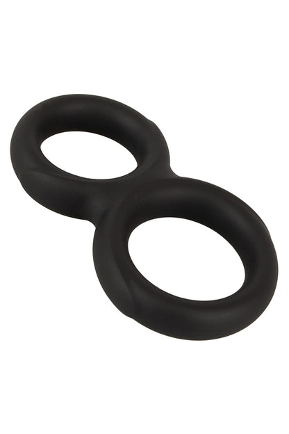 Double cockring pénis et testicules silicone liquide noir Erecto
