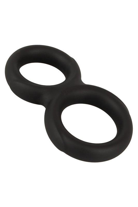 Double cockring pénis et testicules silicone liquide noir Erecto