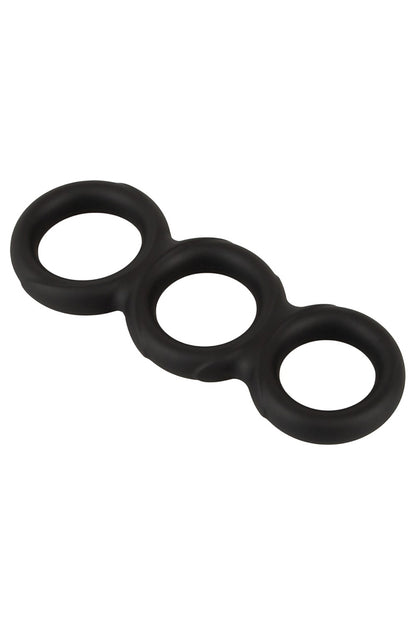 Triple cockring en silicone liquide noir Erecto