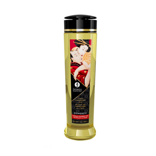 Huile de massage érotique Romance Vin pétillant fraise 240 ml · Shunga