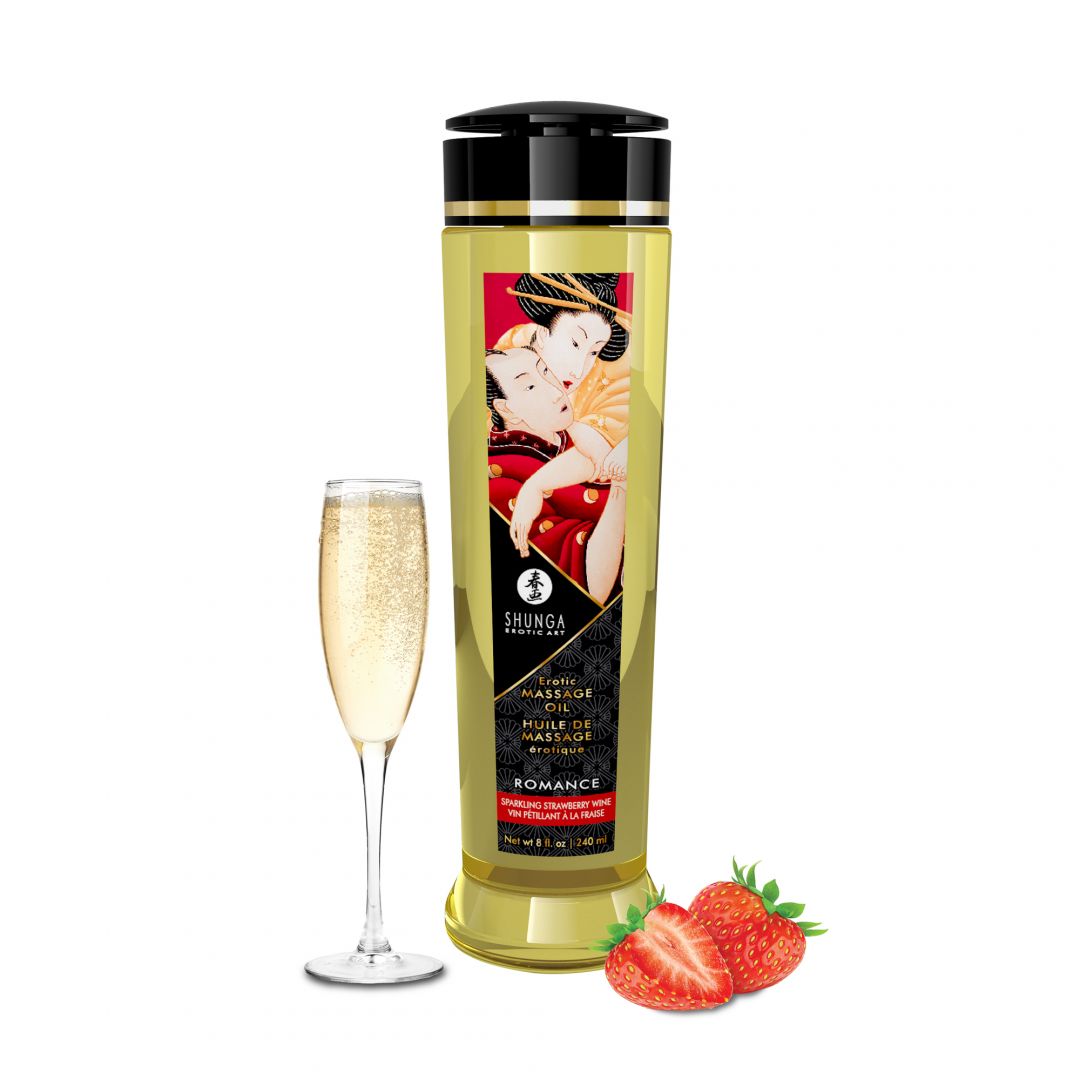 Huile de massage érotique Romance Vin pétillant fraise 240 ml · Shunga · vue 2