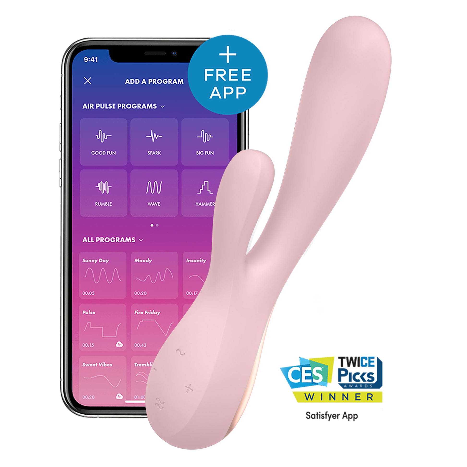 Vibromasseur connecté Mono Flex Rose · Satisfyer