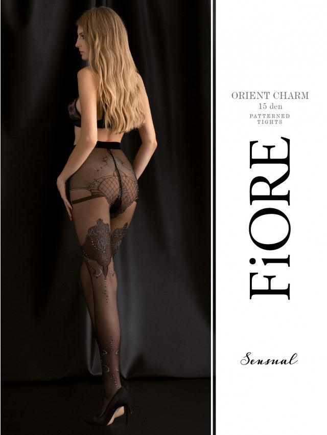 Orient charm Collants 15 DEN Noir · Fiore · vue 2