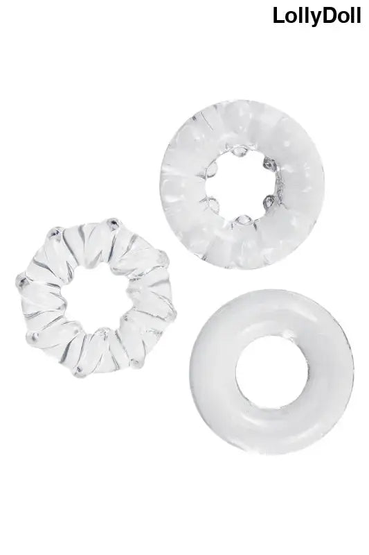 Découvrez les 3 cockrings transparents lot de 3 Litolu, l'accessoire élégant et discret de la boutique LollyDoll. Idéal pour pimenter...