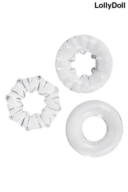 Découvrez les 3 cockrings transparents lot de 3 Litolu, l'accessoire élégant et discret de la boutique LollyDoll. Idéal pour pimenter...