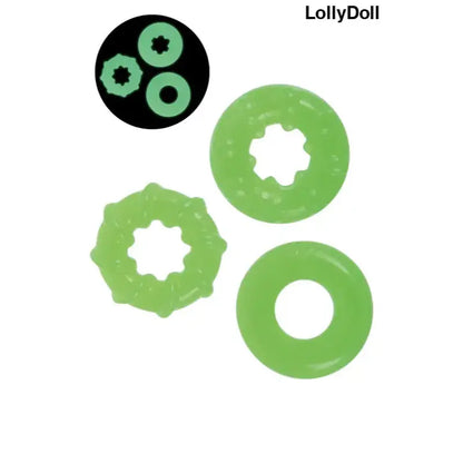 3 cockrings phosphorescents litolu, accessoires sm pour des jeux érotiques intenses, chez LollyDoll.