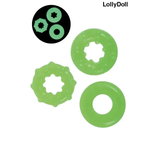 3 cockrings phosphorescents litolu, accessoires sm pour des jeux érotiques intenses, chez LollyDoll.