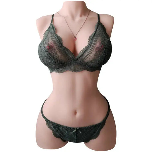 Petite Poupée Sexuelle en lingerie verte, parfaite pour un plaisir réaliste et intime.