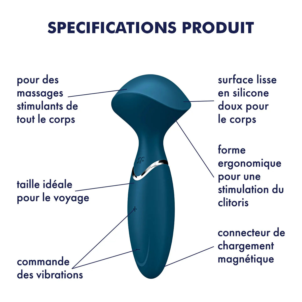 Mini Wand-er Vibromasseur Satisfyer - Bleu - Satisfyer - disponible chez LollyDoll, pas cher