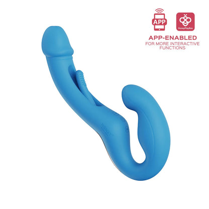 Strap-on vibrant à tapotage connecté Harmony Duo bleu Honey Play Box