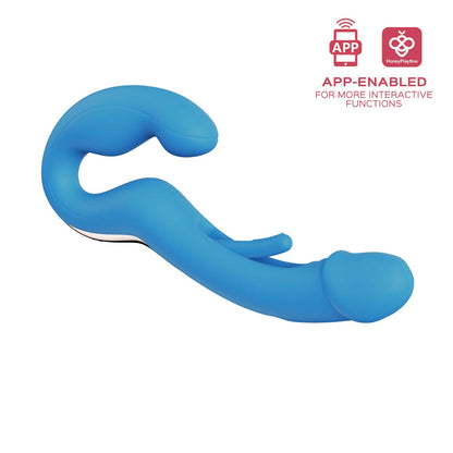 Strap-on vibrant à tapotage connecté Harmony Duo bleu Honey Play Box
