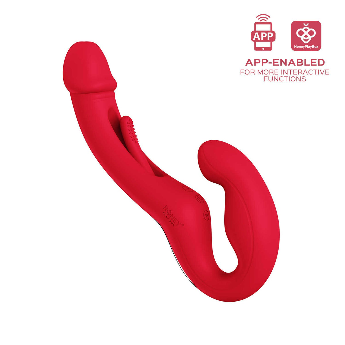 Gode-ceinture vibrant à tapotement Harmony Duo rouge Honey Play Box