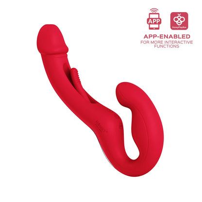Gode-ceinture vibrant à tapotement Harmony Duo rouge Honey Play Box