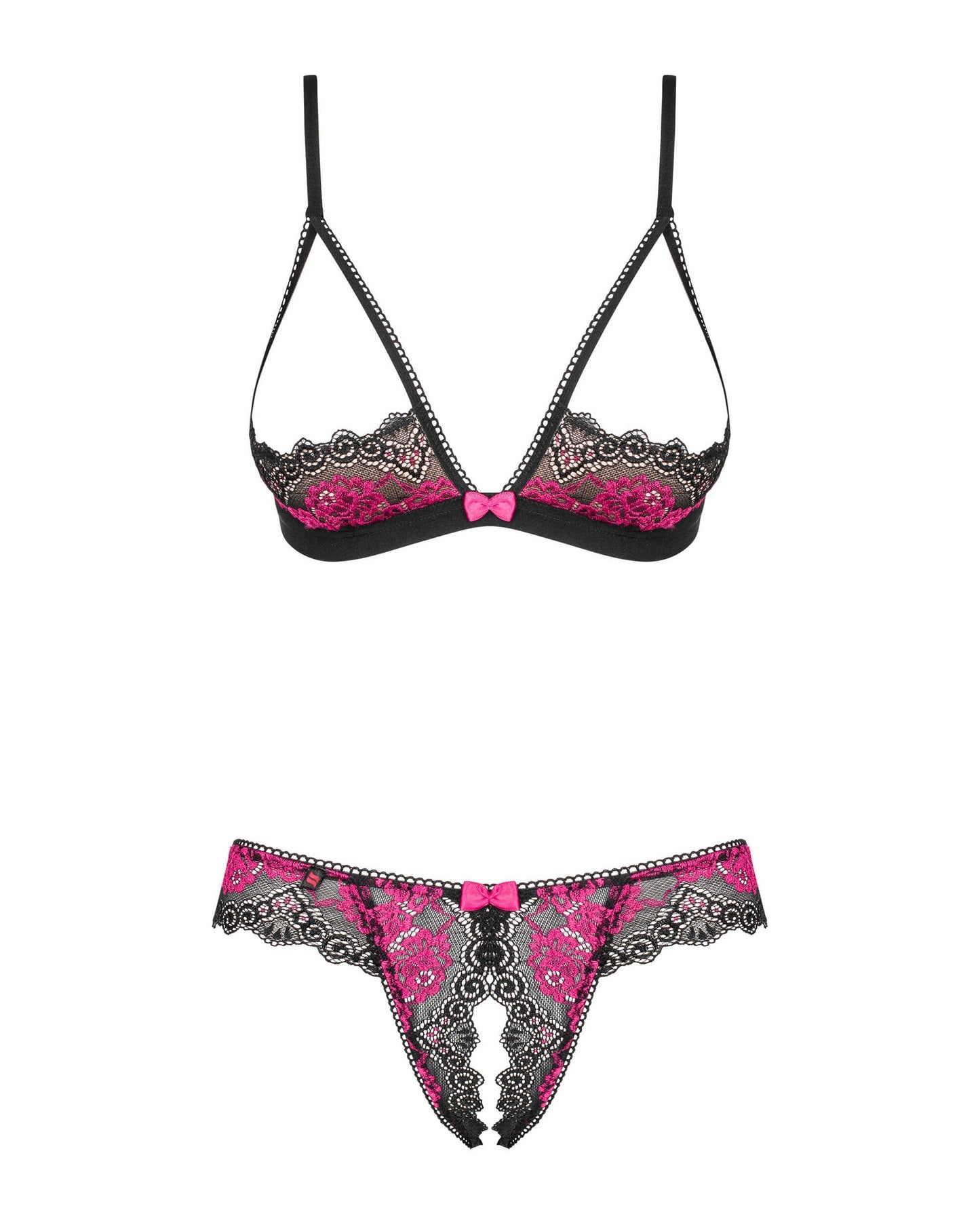 Tulia Ensemble ouvert 2 pcs Noir et Fuchsia · Obsessive · vue 5