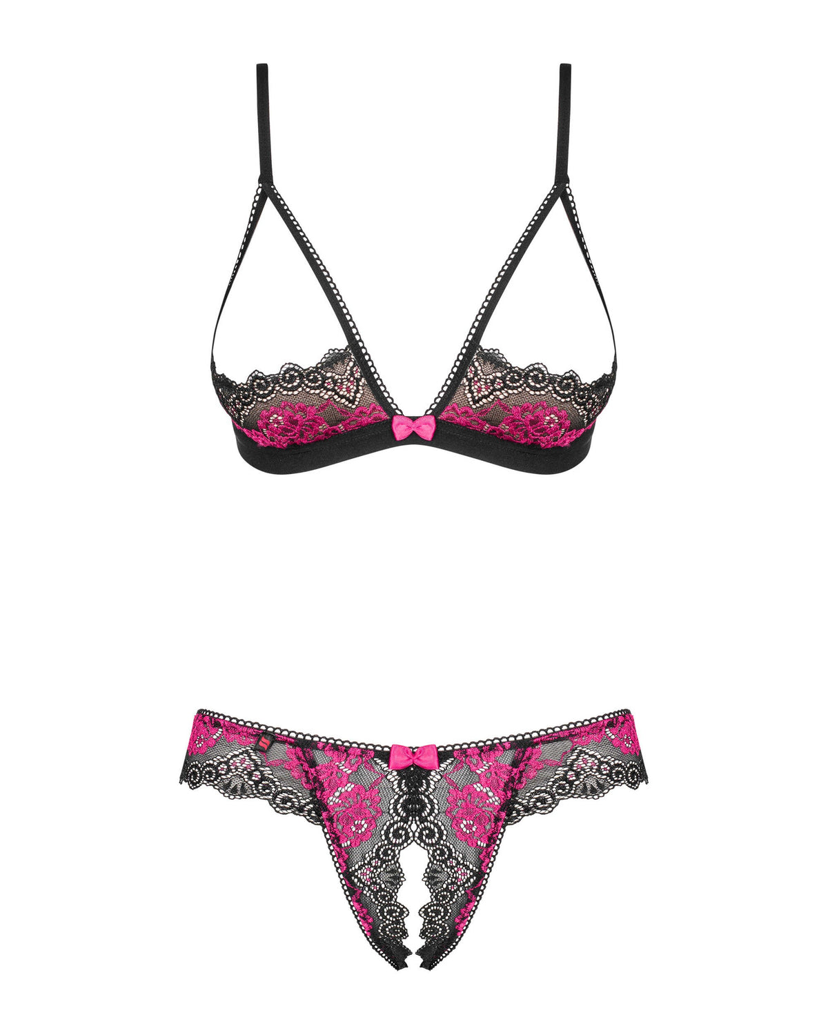 Tulia Ensemble ouvert 2 pcs Noir et Fuchsia · Obsessive · vue 5