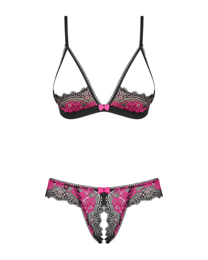 Tulia Ensemble ouvert 2 pcs Noir et Fuchsia · Obsessive · vue 5