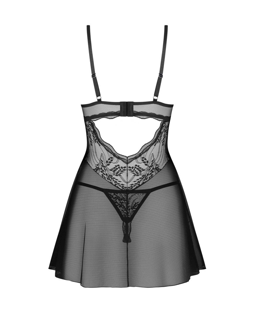Perisia babydoll et string Noirs · Obsessive · vue 4