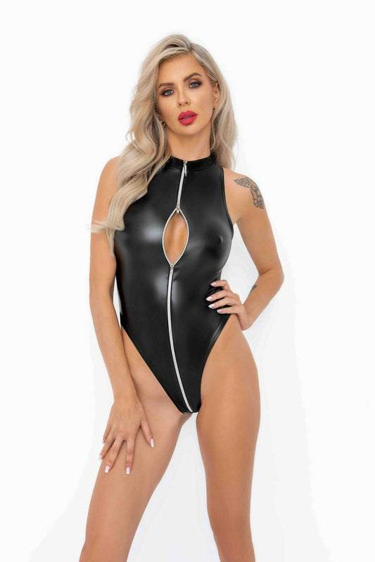 Body Powerwetlook avec fermeture éclair sur le devant · Noir Handmade · vue 2