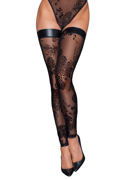Bas en tulle avec broderie flock à motifs · Noir Handmade