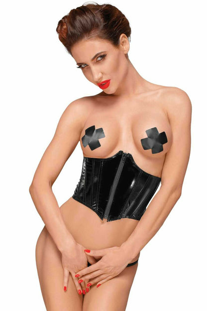 corset en PVC avec laçage réglable dans le dos · Noir Handmade