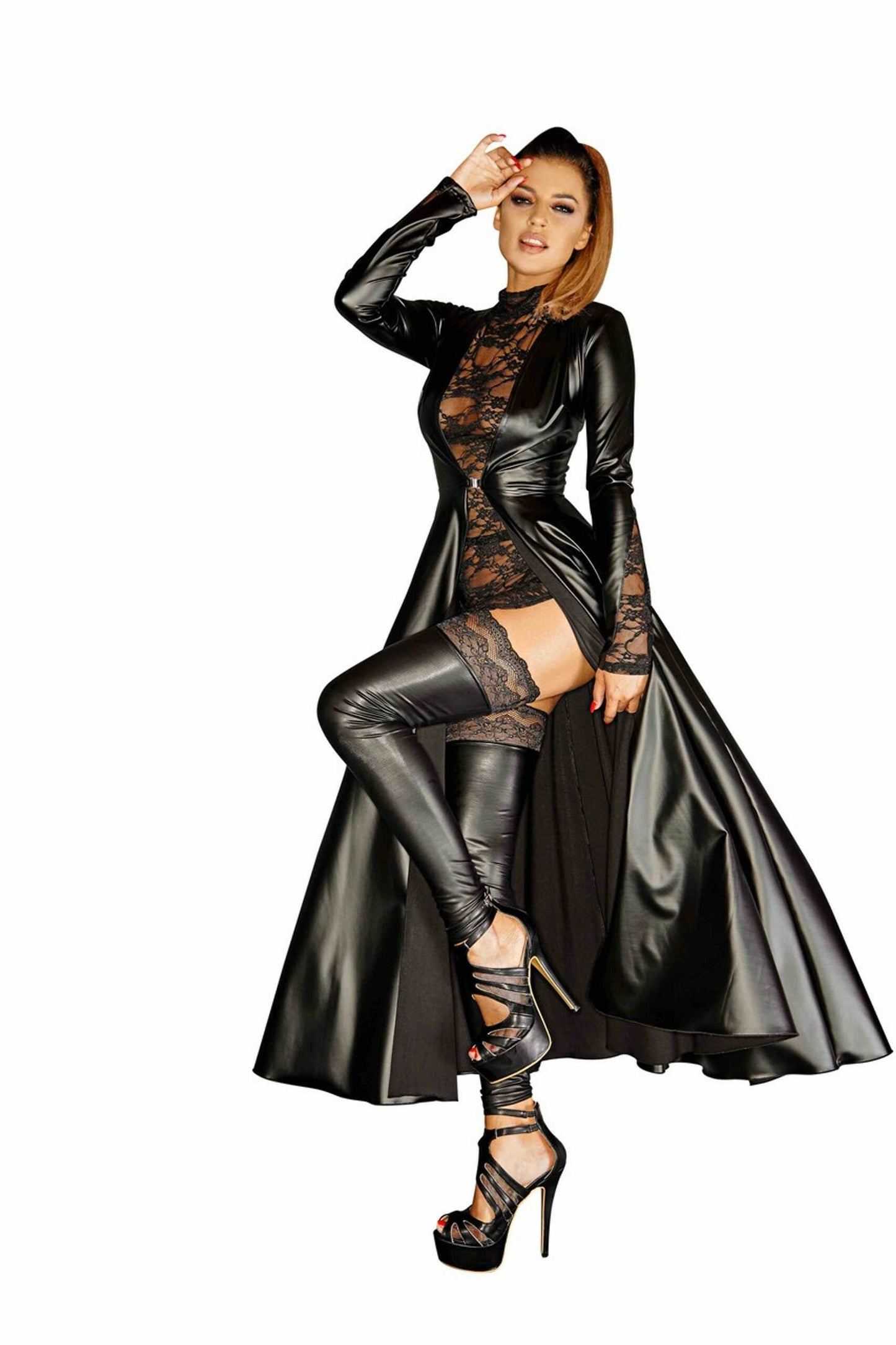 Manteau en Powerwetlook · Noir Handmade · vue 2