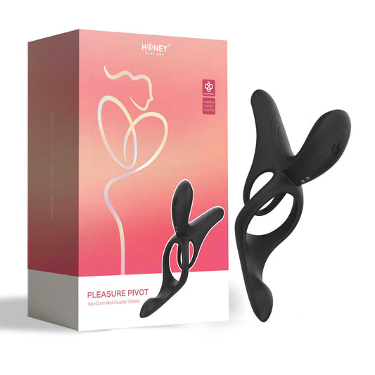 PLEASURE PIVOT Vibromasseur pour couples contrôlé par application Noir · Honey Play Box