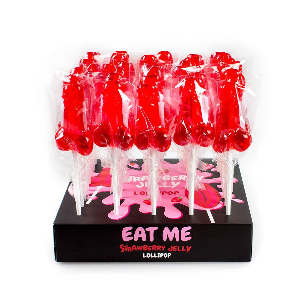 Présentoir de 40 sucettes pénis saveur fraise Secret Play