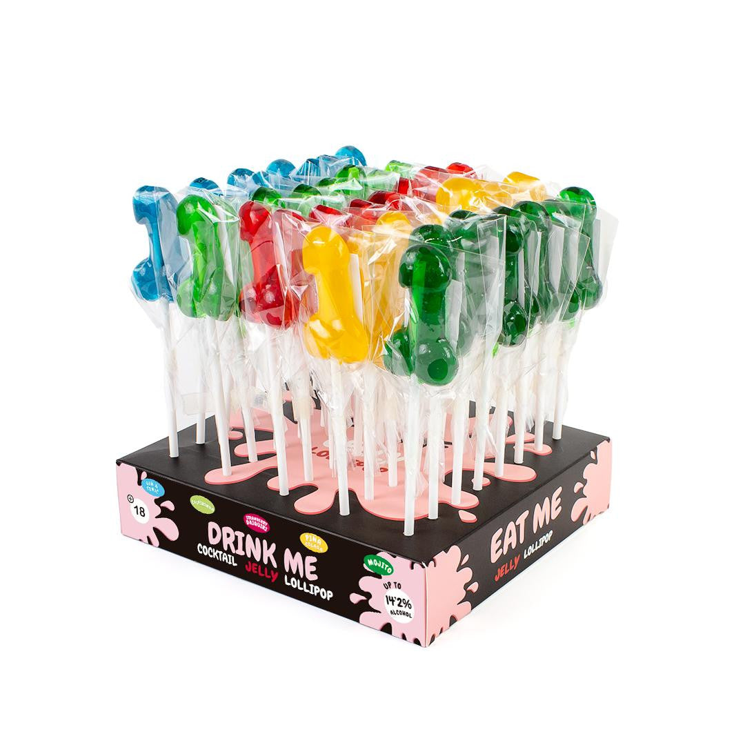 Présentoir de sucettes pénis à l’alcool saveurs cocktail Secret Play