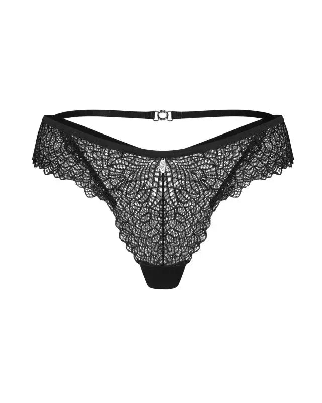 Tanga Iliosa lingerie en dentelle noire, chic et séduisant, parfait pour un look sensuel au quotidien.