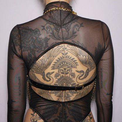 Harnais de poitrine triangle et chaines Gold · The Sinners · vue 3