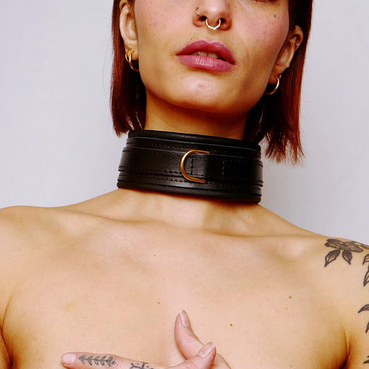 Collier en cuir molletonné et attaches Dorées · The Sinners