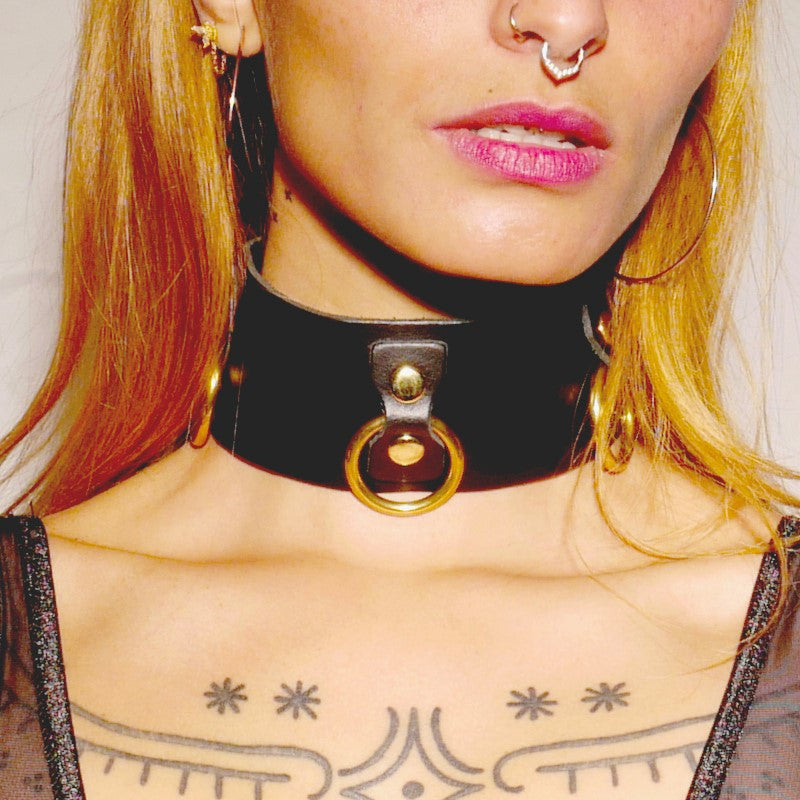Collier en cuir Collection Anneaux NOIR & GOLD · The Sinners