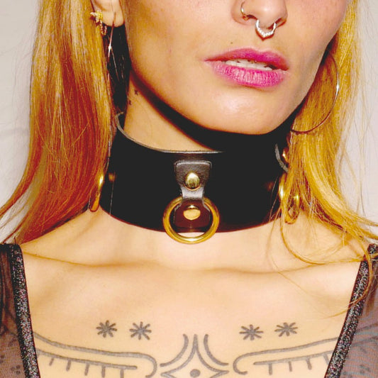 Collier en cuir Collection Anneaux NOIR & GOLD · The Sinners