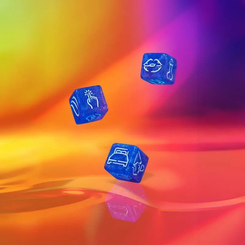 Jeu de dés coquins Let's Dice pour couple avec action, partie du corps et lieu