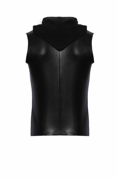 Top zippé sans manches à capuche transparente, aspect serpent · Noir Handmade · vue 5