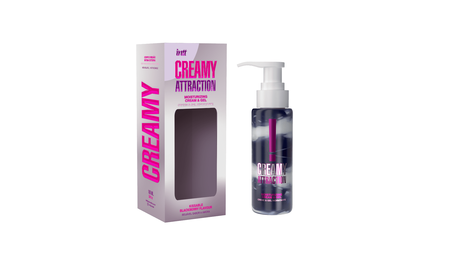 Creamy attraction Crème et gel de massage embrassable à la mûre · INTT Cosmétiques