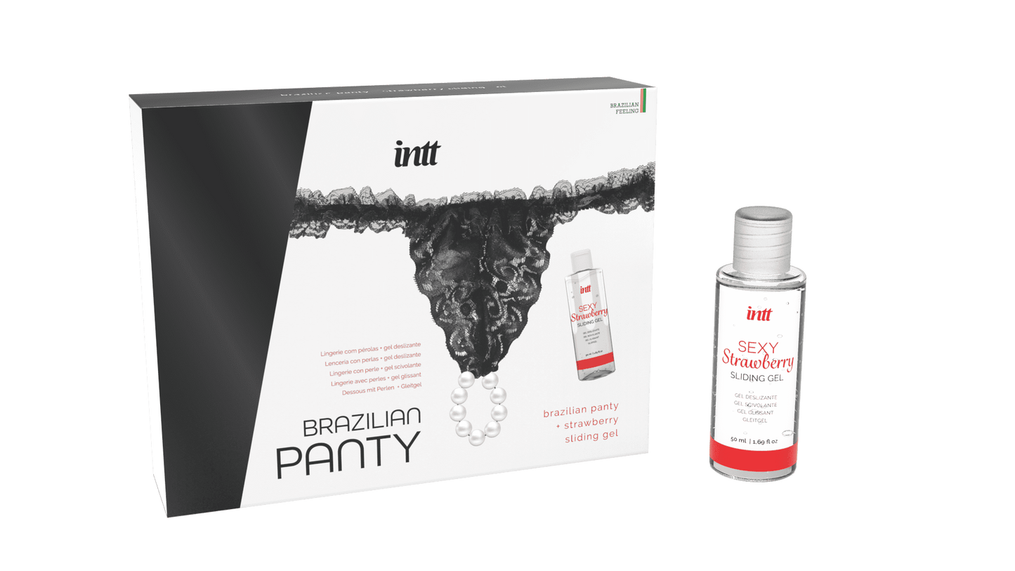 Black brazilian panty String et lubrifiant · INTT Cosmétiques