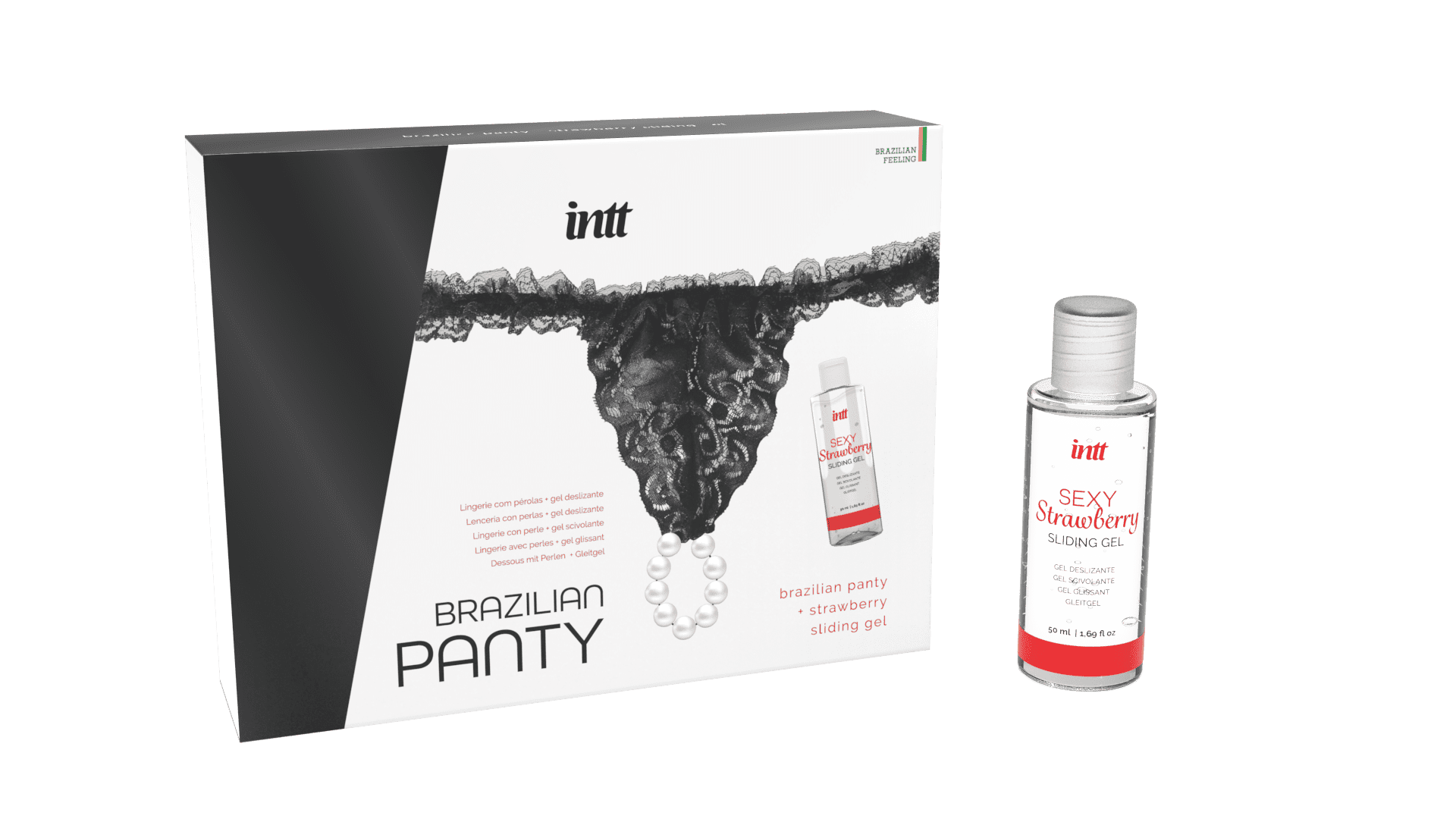 Black brazilian panty String et lubrifiant · INTT Cosmétiques