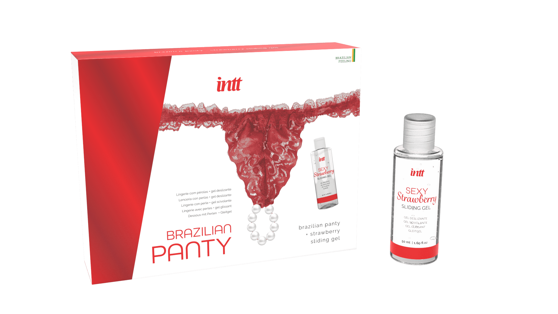 Red brazilian panty String et lubrifiant · INTT Cosmétiques