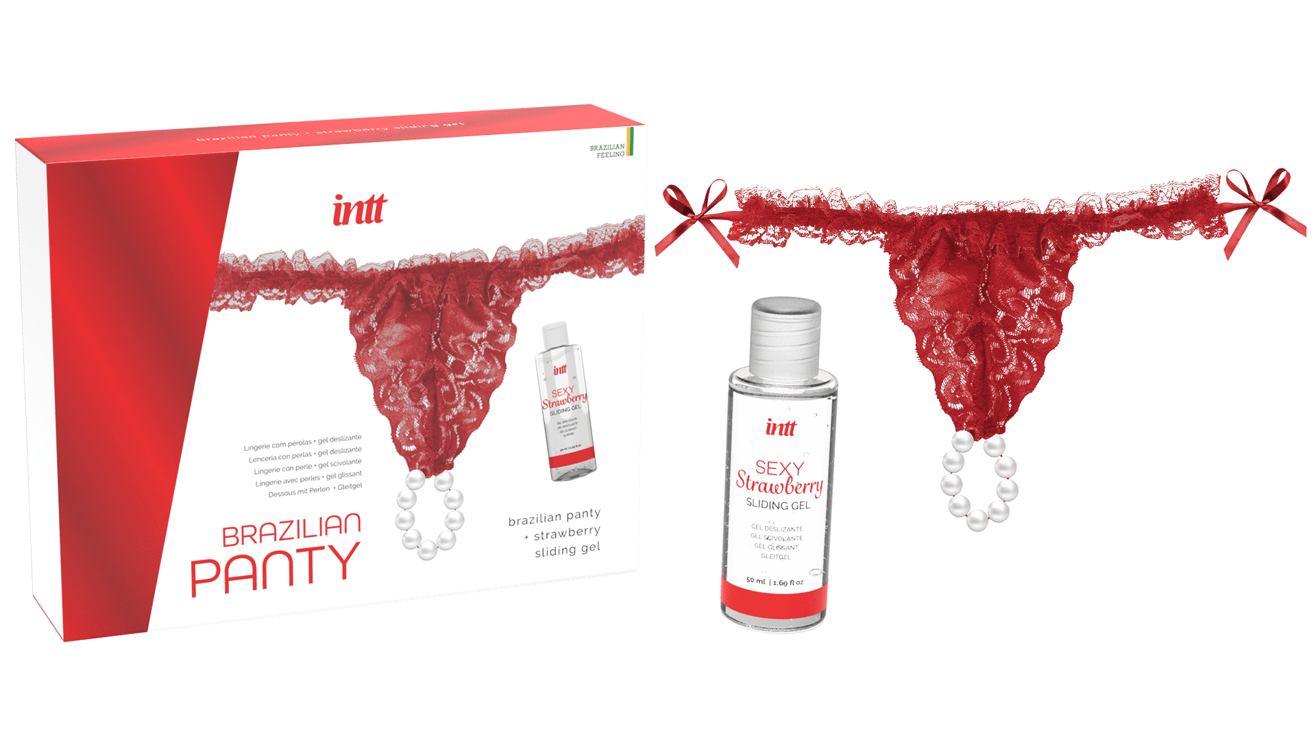 Red brazilian panty String et lubrifiant · INTT Cosmétiques · vue 3