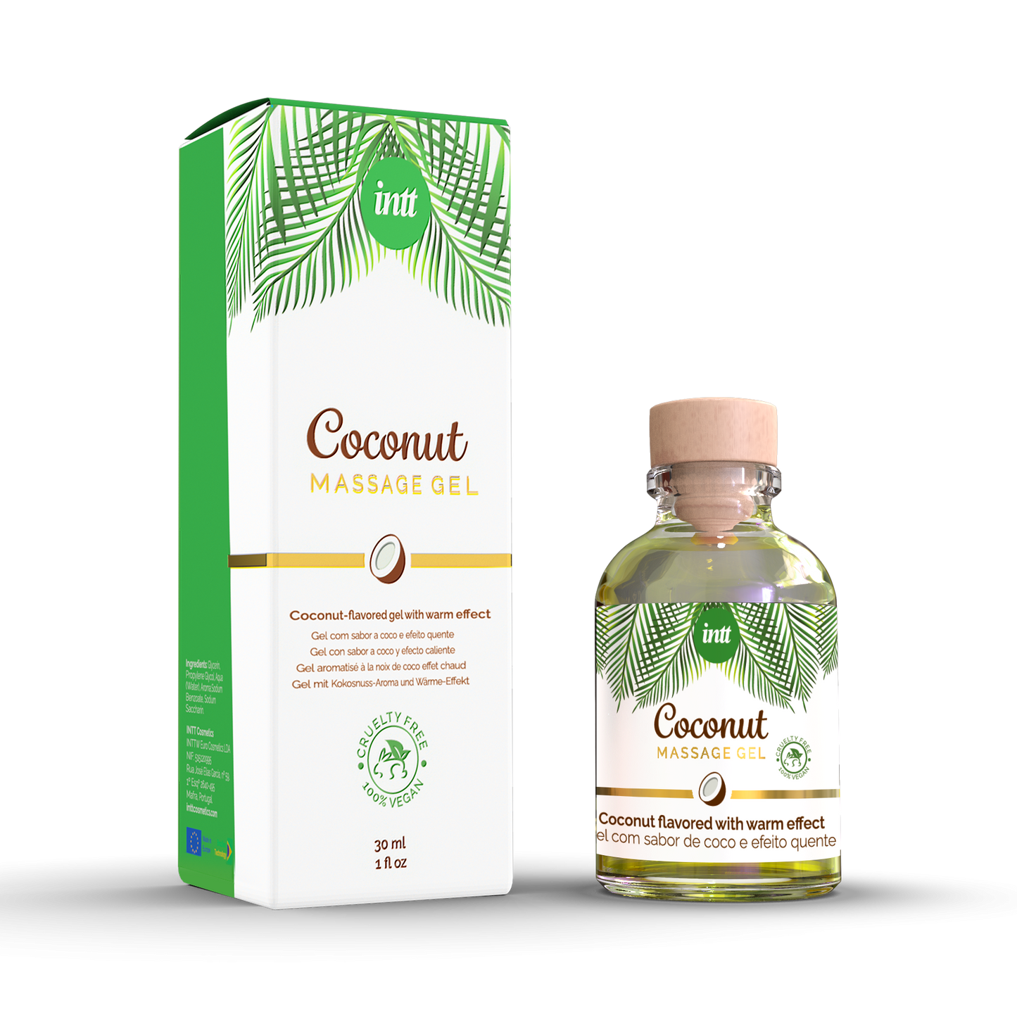 Vegan Massage gel noix de coco Gel embrassable · INTT Cosmétiques