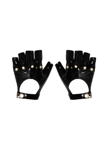 Gants sans doigts en PVC · Noir Handmade · vue 2