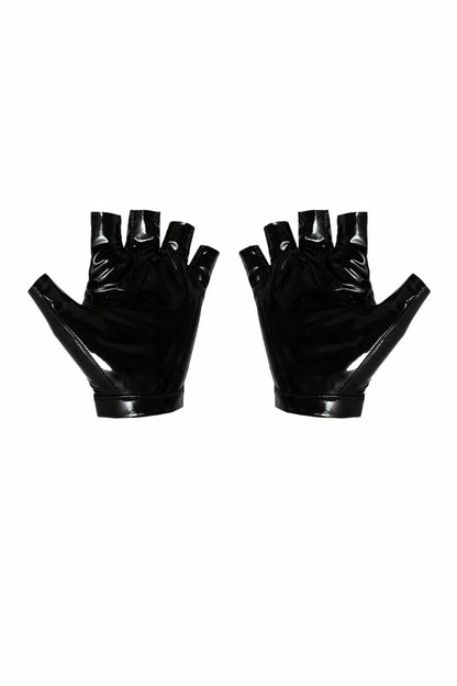 Gants sans doigts en PVC · Noir Handmade · vue 3