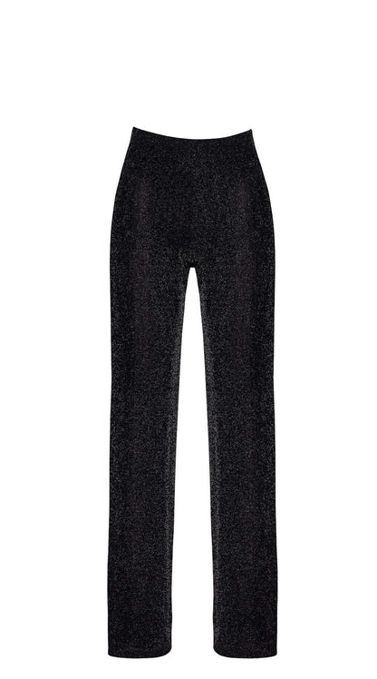 Pantalon transparent en tulle à fils d’argent Onyx Noir Handmade