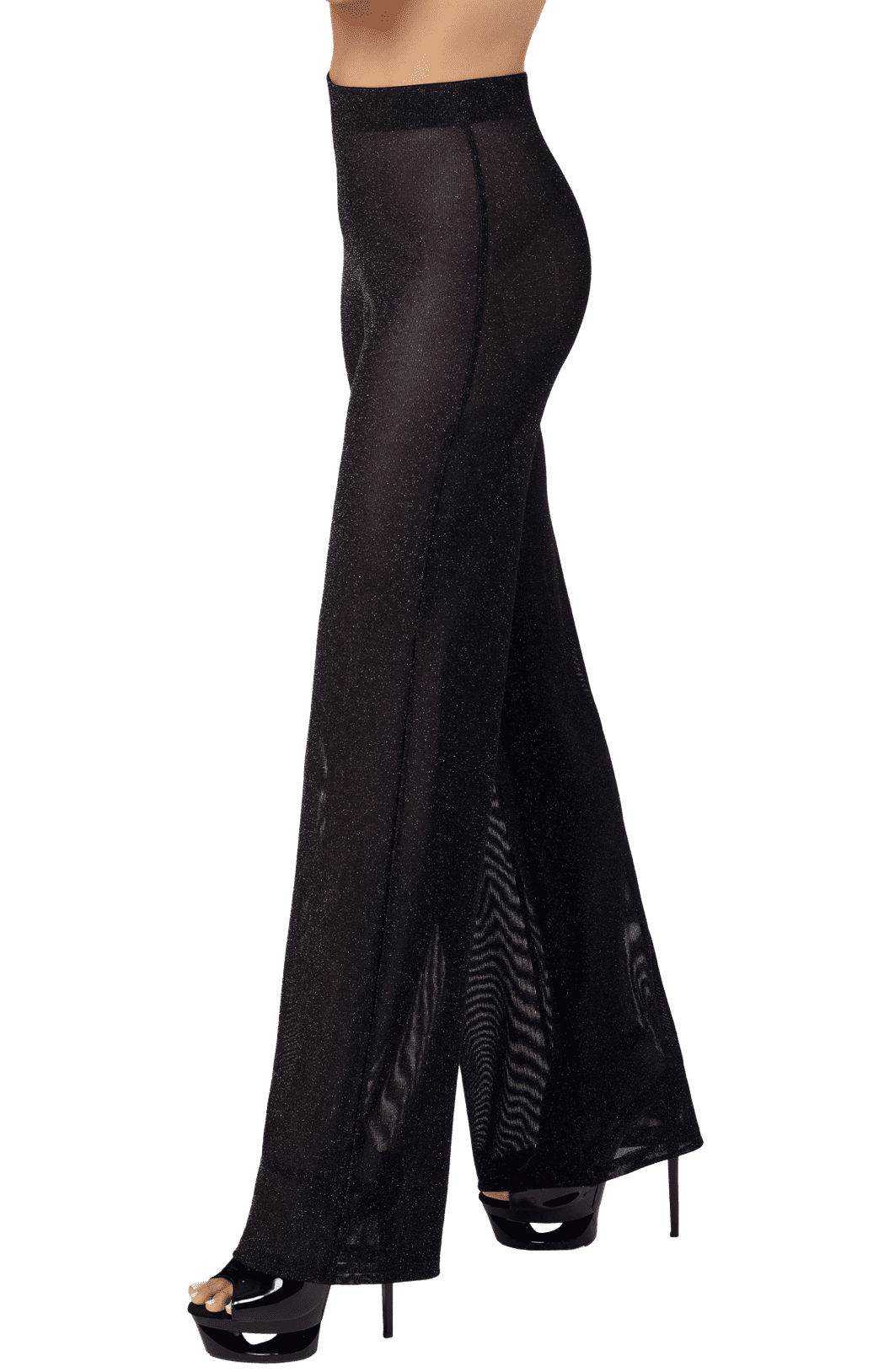Pantalon transparent en tulle à fils d’argent Onyx Noir Handmade