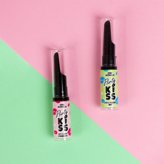 Duo de gels pour sexe oral fraise et menthe Flirty Kiss Secret Play